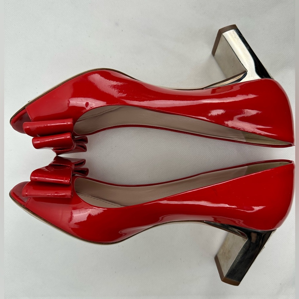 Miu Miu Prada Red Patent Leather Pip Toe Swarovsk… - image 6